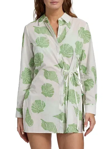 Milly Women's Cleo Embroidered Cotton Cover-Up Minidress - Size Large | Thumbnail 3 Milly Women's Cleo Embroidered Cotton Cover-Up Minidress - Size Large | Thumbnail 3