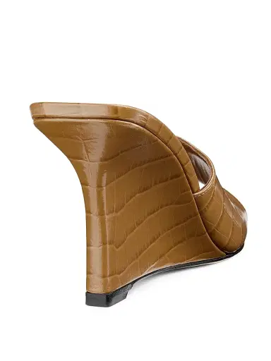 Stuart Weitzman Women's Vinnie 85MM Crocodile-Embossed Leather Wedge Mules - Doe - Size 9.5 | Thumbnail 3 Stuart Weitzman Women's Vinnie 85MM Crocodile-Embossed Leather Wedge Mules - Doe - Size 9.5 | Thumbnail 3