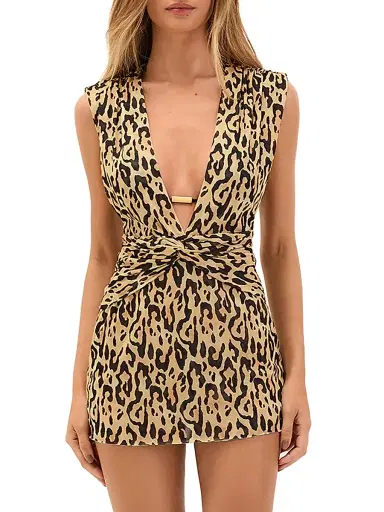 ViX by Paula Hermanny Women's Cindy Leopard Cover-Up Minidress | Thumbnail 2 ViX by Paula Hermanny Women's Cindy Leopard Cover-Up Minidress | Thumbnail 2