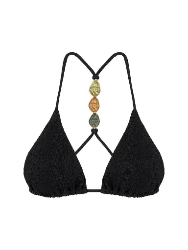 ViX by Paula Hermanny Women's Petra Embellished T-Back Triangle Bikini Top - Black | Thumbnail 1 ViX by Paula Hermanny Women's Petra Embellished T-Back Triangle Bikini Top - Black | Thumbnail 1