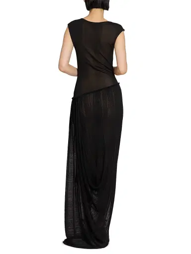 Balmain Women's Sheer Asymmetric Maxi Gown - Noir | Thumbnail 5 Balmain Women's Sheer Asymmetric Maxi Gown - Noir | Thumbnail 5