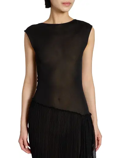 Balmain Women's Sheer Asymmetric Maxi Gown - Noir | Thumbnail 6 Balmain Women's Sheer Asymmetric Maxi Gown - Noir | Thumbnail 6