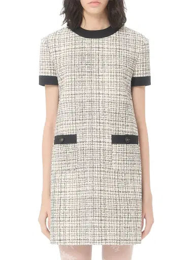 Valentino Garavani Women's Short Dress in Square Tweed - Vanilla Black - Size 2 | Thumbnail 3 Valentino Garavani Women's Short Dress in Square Tweed - Vanilla Black - Size 2 | Thumbnail 3