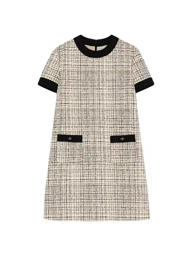Valentino Garavani Women's Short Dress in Square Tweed - Vanilla Black - Size 2 | Thumbnail 1 Valentino Garavani Women's Short Dress in Square Tweed - Vanilla Black - Size 2 | Thumbnail 1