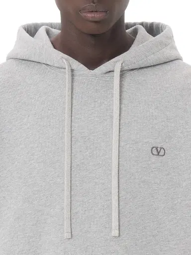 Valentino Garavani Men's Cotton Hoodie with VLogo Embroidery - Grey - Size XL | Thumbnail 6 Valentino Garavani Men's Cotton Hoodie with VLogo Embroidery - Grey - Size XL | Thumbnail 6