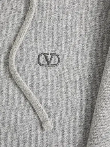 Valentino Garavani Men's Cotton Hoodie with VLogo Embroidery - Grey - Size XL | Thumbnail 7 Valentino Garavani Men's Cotton Hoodie with VLogo Embroidery - Grey - Size XL | Thumbnail 7