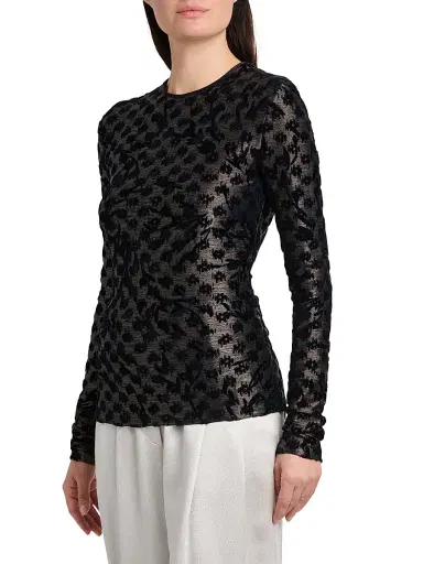 Giorgio Armani Women's Floral Metallic Burnout Top - Dark Navy - Size 14 | Thumbnail 4 Giorgio Armani Women's Floral Metallic Burnout Top - Dark Navy - Size 14 | Thumbnail 4