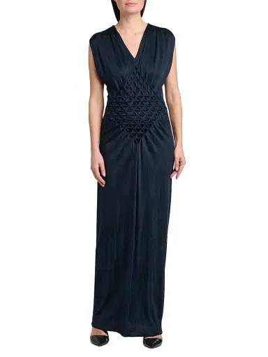 Giorgio Armani Women's Texture Weave Satin Maxi Dress - Outer Space - Size 14 | Thumbnail 3 Giorgio Armani Women's Texture Weave Satin Maxi Dress - Outer Space - Size 14 | Thumbnail 3