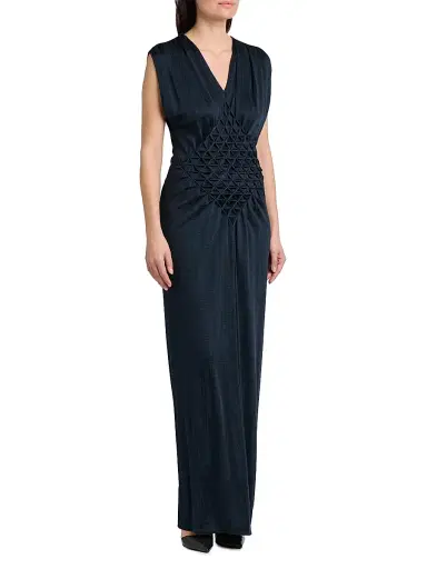Giorgio Armani Women's Texture Weave Satin Maxi Dress - Outer Space - Size 14 | Thumbnail 4 Giorgio Armani Women's Texture Weave Satin Maxi Dress - Outer Space - Size 14 | Thumbnail 4
