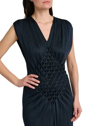 Giorgio Armani Women's Texture Weave Satin Maxi Dress - Outer Space - Size 14 | Thumbnail 6 Giorgio Armani Women's Texture Weave Satin Maxi Dress - Outer Space - Size 14 | Thumbnail 6