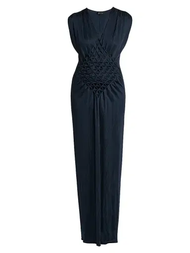 Giorgio Armani Women's Texture Weave Satin Maxi Dress - Outer Space - Size 14 | Thumbnail 1 Giorgio Armani Women's Texture Weave Satin Maxi Dress - Outer Space - Size 14 | Thumbnail 1