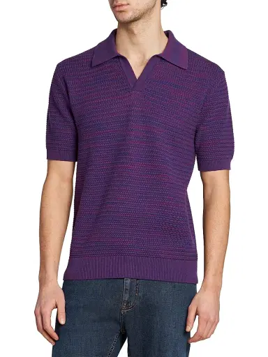 Etro Men's Roma Knit Polo Shirt | Thumbnail 3 Etro Men's Roma Knit Polo Shirt | Thumbnail 3