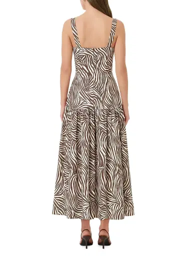 NICHOLAS Women's Valeria Zebra-Print Linen-Blend Midi-Dress - Striata Print | Thumbnail 4 NICHOLAS Women's Valeria Zebra-Print Linen-Blend Midi-Dress - Striata Print | Thumbnail 4