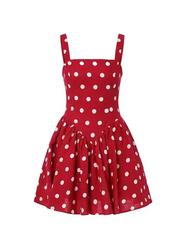NICHOLAS Women's Vittoria Polka Dot Linen-Blend Minidress | Thumbnail 1 NICHOLAS Women's Vittoria Polka Dot Linen-Blend Minidress | Thumbnail 1
