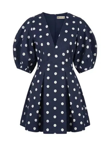 NICHOLAS Women's Josefa Linen-Blend A-Line Minidress - Navy Polka Dot | Thumbnail 1 NICHOLAS Women's Josefa Linen-Blend A-Line Minidress - Navy Polka Dot | Thumbnail 1