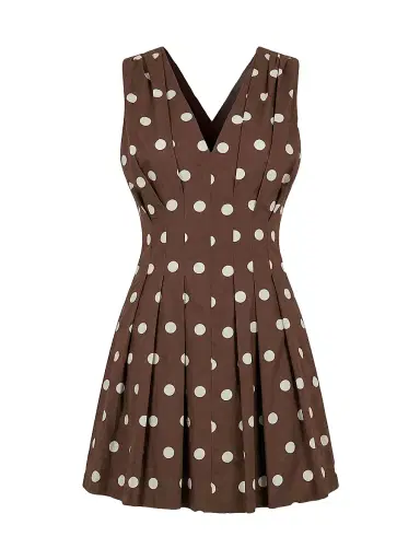 Nicholas the Label Women's Elvira Polka Dot Linen-Blend Sleeveless Minidress - Mocha Polka Dot | Thumbnail 1 Nicholas the Label Women's Elvira Polka Dot Linen-Blend Sleeveless Minidress - Mocha Polka Dot | Thumbnail 1