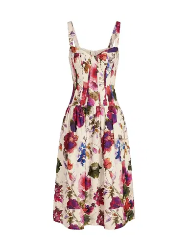 NICHOLAS Women's Makenna Floral Linen-Blend Midi-Dress - Watercolor Floral | Thumbnail 1 NICHOLAS Women's Makenna Floral Linen-Blend Midi-Dress - Watercolor Floral | Thumbnail 1