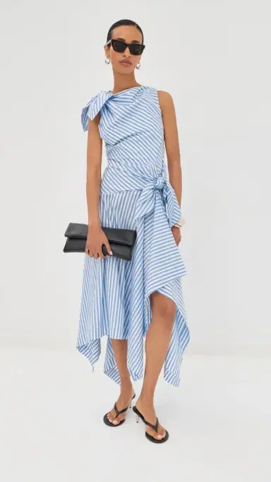 Monse Bow Drape Cascade Dress Sky Blue | Thumbnail 2 Monse Bow Drape Cascade Dress Sky Blue | Thumbnail 2