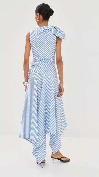 Monse Bow Drape Cascade Dress Sky Blue | Thumbnail 3 Monse Bow Drape Cascade Dress Sky Blue | Thumbnail 3