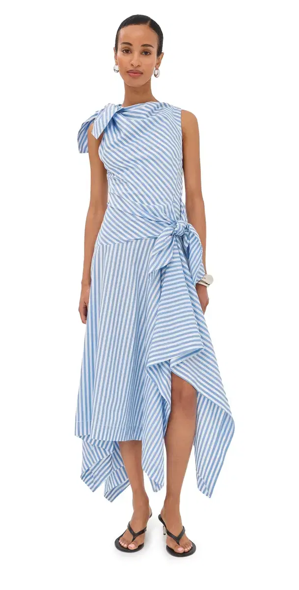 Bow Drape Cascade Dress Sky Blue Bow Drape Cascade Dress Sky Blue