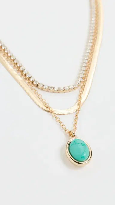 Ettika Crystal Halo Layered Necklace Turquoise One Size | Thumbnail 4 Ettika Crystal Halo Layered Necklace Turquoise One Size | Thumbnail 4