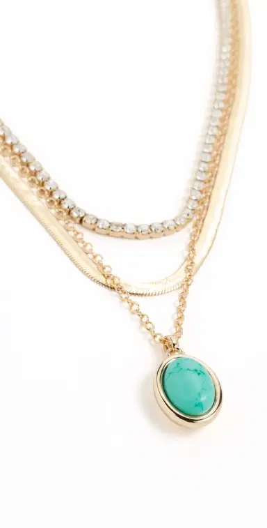 Ettika Crystal Halo Layered Necklace Turquoise One Size | Thumbnail 1 Ettika Crystal Halo Layered Necklace Turquoise One Size | Thumbnail 1