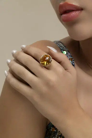 LISA NIK Diamond Citrine Round Ring | Thumbnail 4 LISA NIK Diamond Citrine Round Ring | Thumbnail 4