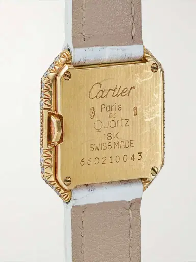 Stephanie Windsor + Cartier Vintage 1980s Mini Ceinture 20mm 18-karat Gold, Diamond, Mother-of-pearl And Leather Watch (fits Up To 6'' Wrist) | Thumbnail 4 Stephanie Windsor + Cartier Vintage 1980s Mini Ceinture 20mm 18-karat Gold, Diamond, Mother-of-pearl And Leather Watch (fits Up To 6'' Wrist) | Thumbnail 4