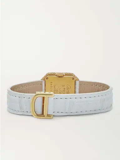 Stephanie Windsor + Cartier Vintage 1980s Mini Ceinture 20mm 18-karat Gold, Diamond, Mother-of-pearl And Leather Watch (fits Up To 6'' Wrist) | Thumbnail 5 Stephanie Windsor + Cartier Vintage 1980s Mini Ceinture 20mm 18-karat Gold, Diamond, Mother-of-pearl And Leather Watch (fits Up To 6'' Wrist) | Thumbnail 5
