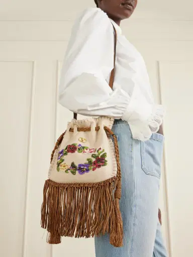 Valentino Garavani Nellcôte Alice Sequin-embellished Brass Logo Drawstring Bag | Thumbnail 2 Valentino Garavani Nellcôte Alice Sequin-embellished Brass Logo Drawstring Bag | Thumbnail 2