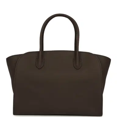 The Row The Row Marlo 12 Tote Bag Deep Brown Calfskin Silver Hardware | Thumbnail 4 The Row The Row Marlo 12 Tote Bag Deep Brown Calfskin Silver Hardware | Thumbnail 4