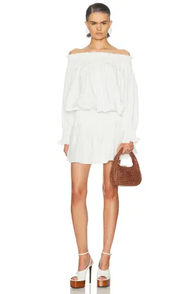 Norma Kamali Long Sleeve Peasant Mini Dress | Thumbnail 1 Norma Kamali Long Sleeve Peasant Mini Dress | Thumbnail 1