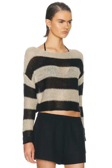 Enza Costa Stripe Linen Bateau Sweater | Thumbnail 2 Enza Costa Stripe Linen Bateau Sweater | Thumbnail 2
