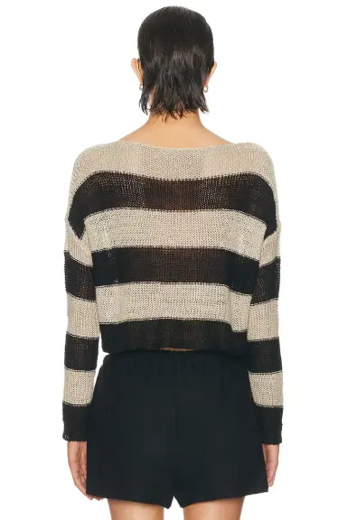 Enza Costa Stripe Linen Bateau Sweater | Thumbnail 3 Enza Costa Stripe Linen Bateau Sweater | Thumbnail 3