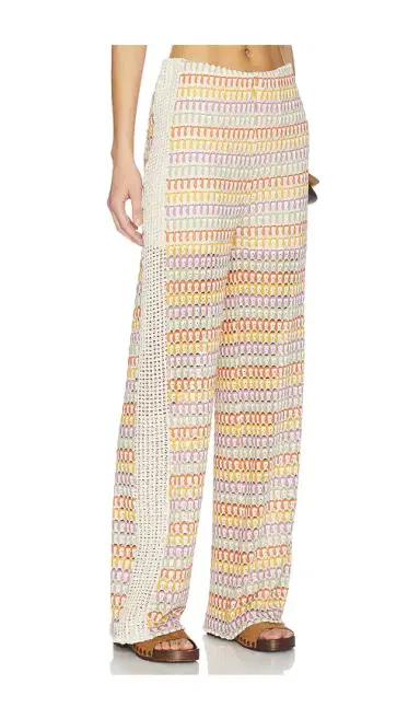 Central Park West Celine Rainbow Crochet Mid Rise Pants | Thumbnail 2 Central Park West Celine Rainbow Crochet Mid Rise Pants | Thumbnail 2