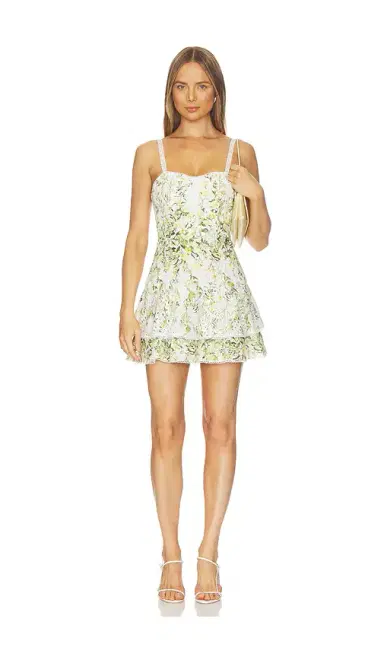 Alice + Olivia Alice + Olivia Meredith Sweetheart Drop Ruffle Flare Mini Dress | Thumbnail 1 Alice + Olivia Alice + Olivia Meredith Sweetheart Drop Ruffle Flare Mini Dress | Thumbnail 1
