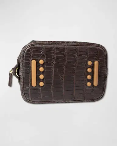 Abas Men's Alligator Travel Toiletry Bag | Thumbnail 3 Abas Men's Alligator Travel Toiletry Bag | Thumbnail 3