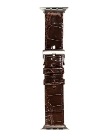 Abas Men 's Apple Watch Alligator Watch Strap, Silver Finish | Thumbnail 1 Abas Men 's Apple Watch Alligator Watch Strap, Silver Finish | Thumbnail 1