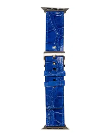 Abas Men 's Apple Watch Alligator Watch Strap, Silver Finish | Thumbnail 1 Abas Men 's Apple Watch Alligator Watch Strap, Silver Finish | Thumbnail 1