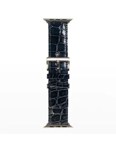 Abas Men 's Apple Watch Alligator Watch Strap, Silver Finish | Thumbnail 2 Abas Men 's Apple Watch Alligator Watch Strap, Silver Finish | Thumbnail 2