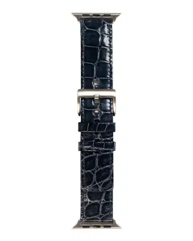Abas Men 's Apple Watch Alligator Watch Strap, Silver Finish | Thumbnail 1 Abas Men 's Apple Watch Alligator Watch Strap, Silver Finish | Thumbnail 1