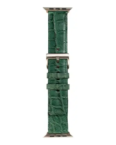 Abas Men 's Apple Watch Matte Alligator Watch Strap, Silver Finish | Thumbnail 1 Abas Men 's Apple Watch Matte Alligator Watch Strap, Silver Finish | Thumbnail 1