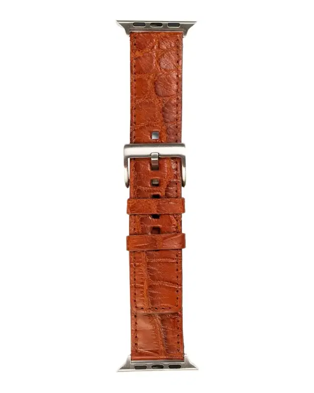 Men 's Apple Watch Matte Alligator Watch Strap, Silver Finish Men 's Apple Watch Matte Alligator Watch Strap, Silver Finish