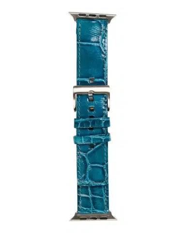 Abas Men 's Apple Watch Alligator Watch Strap, Silver Finish | Thumbnail 1 Abas Men 's Apple Watch Alligator Watch Strap, Silver Finish | Thumbnail 1