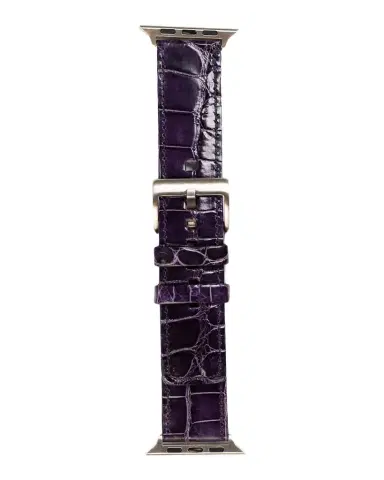 Abas Men 's Apple Watch Alligator Watch Strap, Silver Finish | Thumbnail 1 Abas Men 's Apple Watch Alligator Watch Strap, Silver Finish | Thumbnail 1