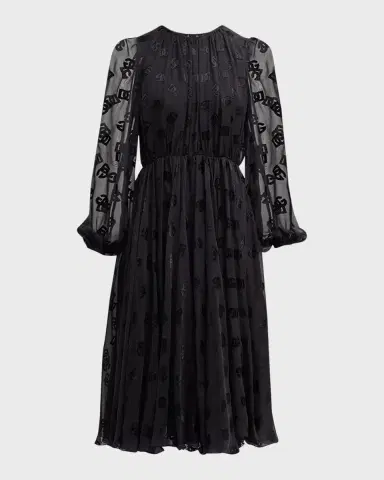 Dolce & Gabbana Sheer Midi Dress with Logo Details | Thumbnail 2 Dolce & Gabbana Sheer Midi Dress with Logo Details | Thumbnail 2