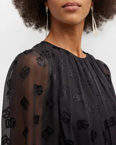 Dolce & Gabbana Sheer Midi Dress with Logo Details | Thumbnail 5 Dolce & Gabbana Sheer Midi Dress with Logo Details | Thumbnail 5