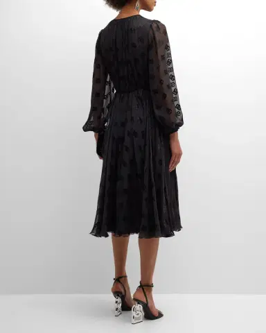 Dolce & Gabbana Sheer Midi Dress with Logo Details | Thumbnail 6 Dolce & Gabbana Sheer Midi Dress with Logo Details | Thumbnail 6