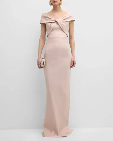 Rickie Freeman for Teri Jon Jacquard Off-Shoulder Twist Gown | Thumbnail 3 Rickie Freeman for Teri Jon Jacquard Off-Shoulder Twist Gown | Thumbnail 3