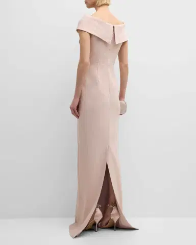 Rickie Freeman for Teri Jon Jacquard Off-Shoulder Twist Gown | Thumbnail 4 Rickie Freeman for Teri Jon Jacquard Off-Shoulder Twist Gown | Thumbnail 4